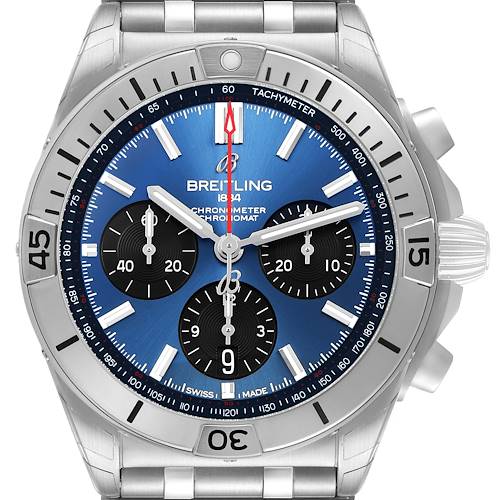 Photo of Breitling Chronomat B01 42 Blue Dial Steel Mens Watch AB0134 Box Card Unworn