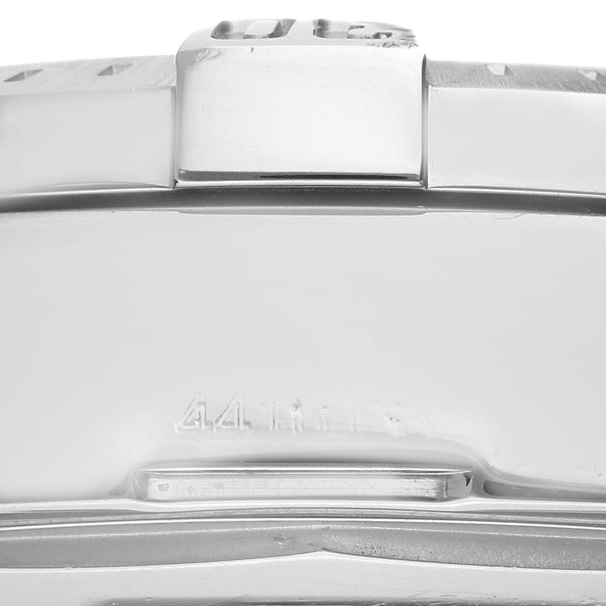 This image shows the side of a Breitling Colt A1738811/G791 Men's Stainless Steel Silver Dial A1738811/G791 Men's Stainless Steel Silver Dial watch, capturing details of the case and the engraved model number.