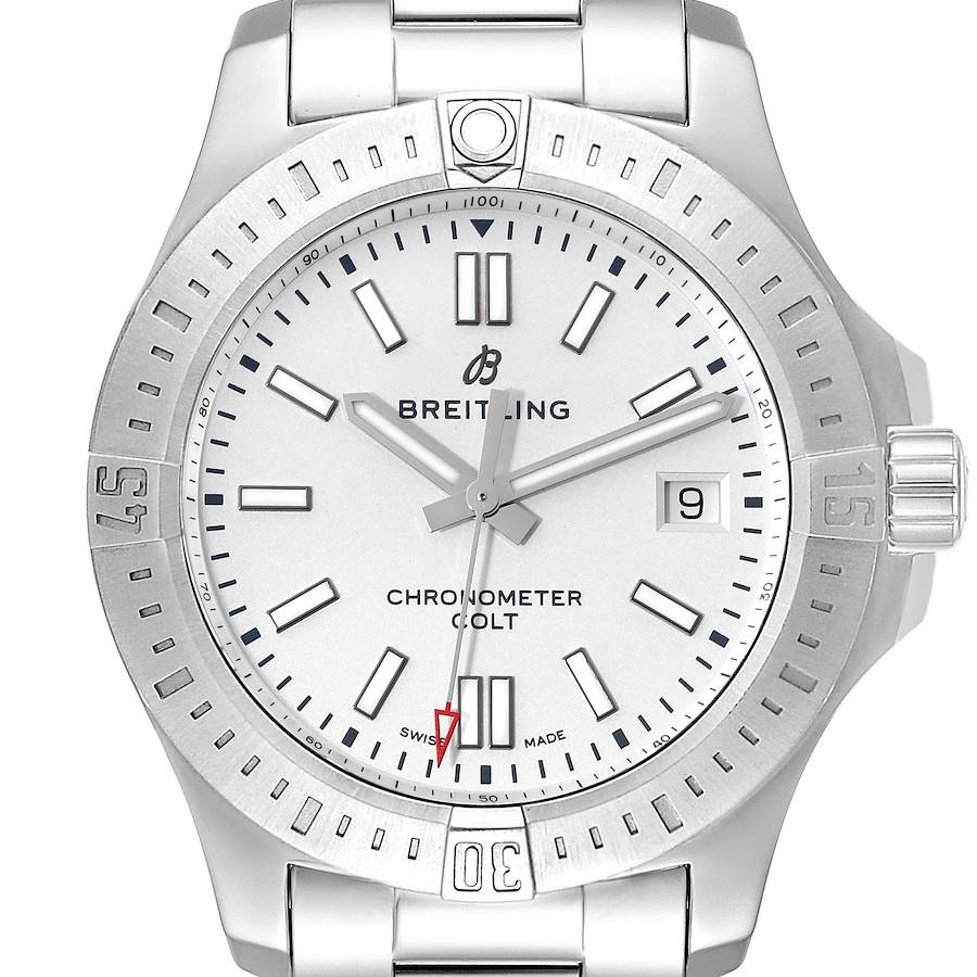 Breitling Colt White Dial Automatic Steel Mens Watch A17313 Box Card SwissWatchExpo