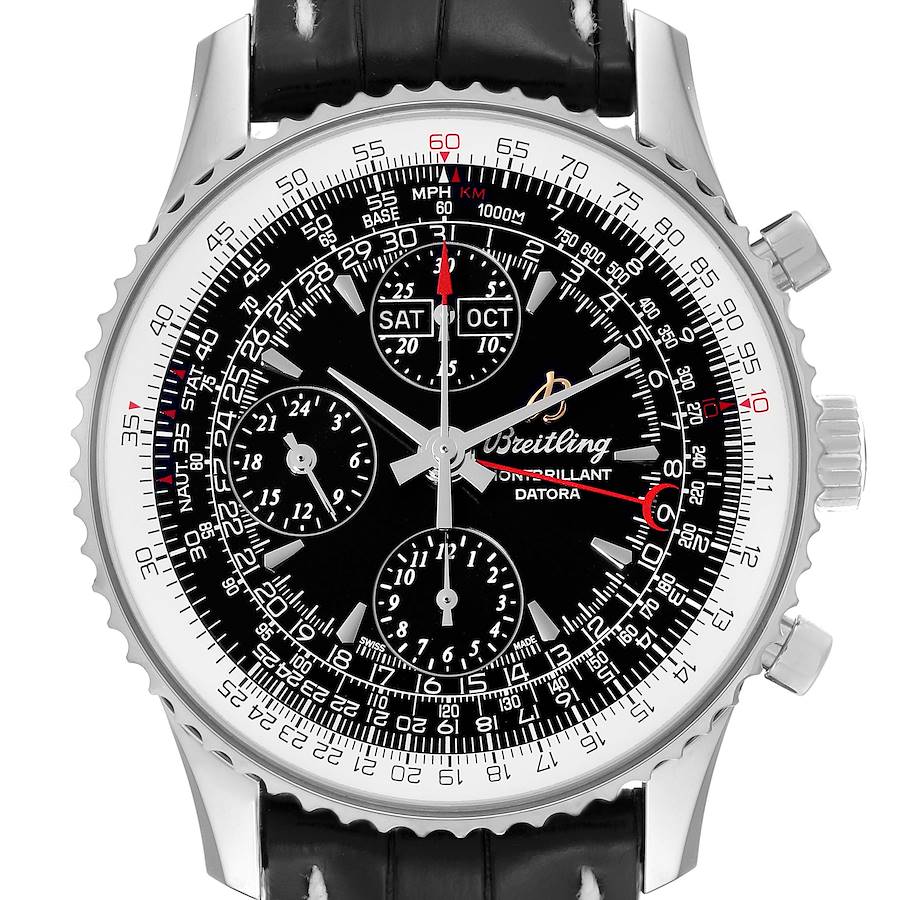 Breitling Navitimer Montbrillant Datora Black Dial Steel Mens Watch A21330 Box Papers SwissWatchExpo