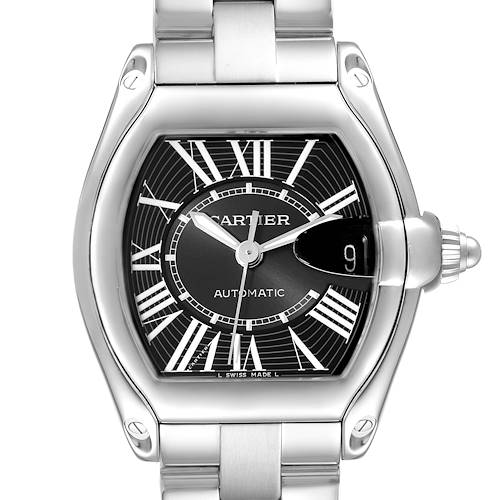 Photo of Cartier Roadster Large Black Dial Steel Mens Watch W62041V3