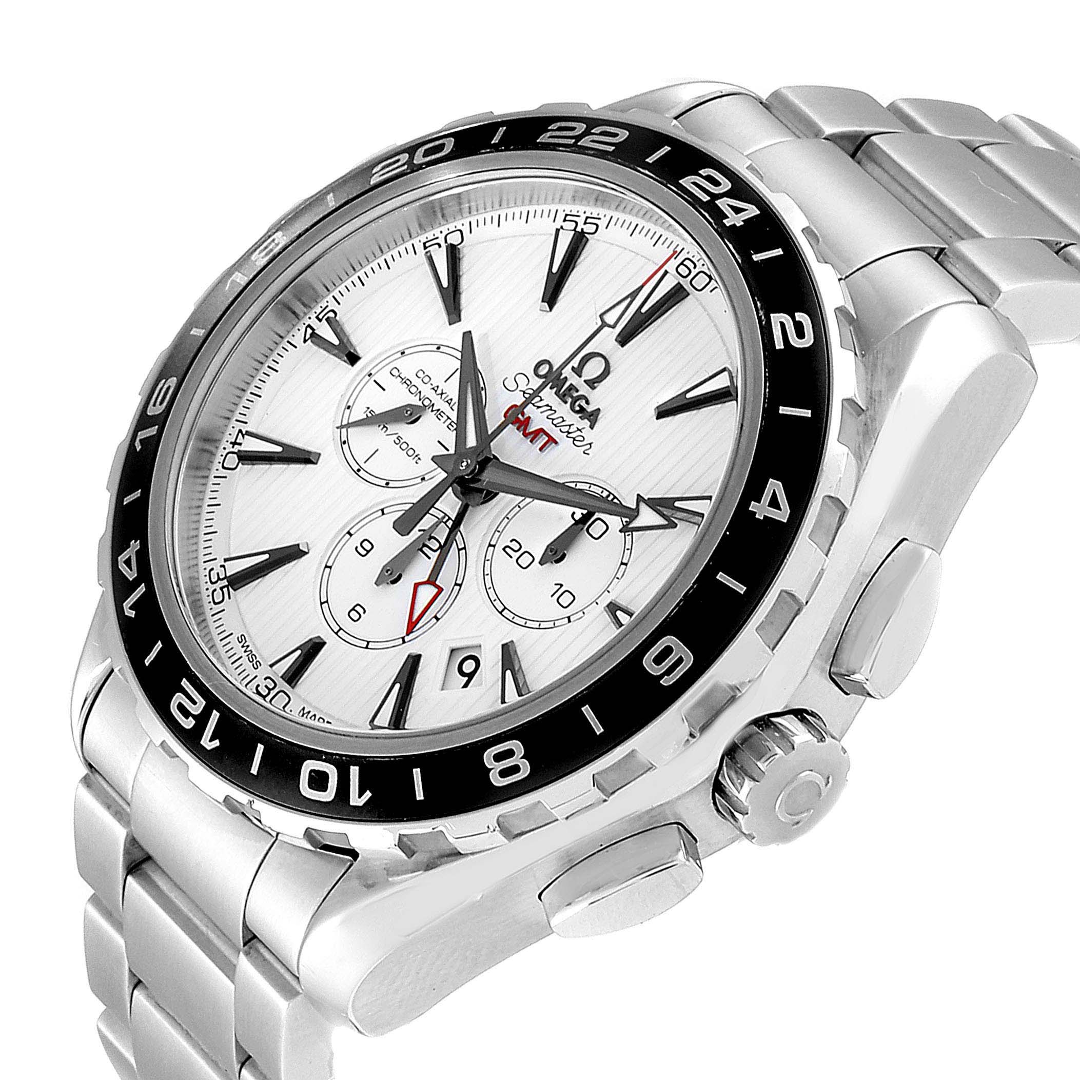 The image shows an Omega Aqua Terra 231.10.44.52.04.001 Men
s Stainless Steel White Dial 231.10.44.52.04.001 Men
s Stainless Steel White Dial watch at an angle highlighting the face, crown, and side buttons.