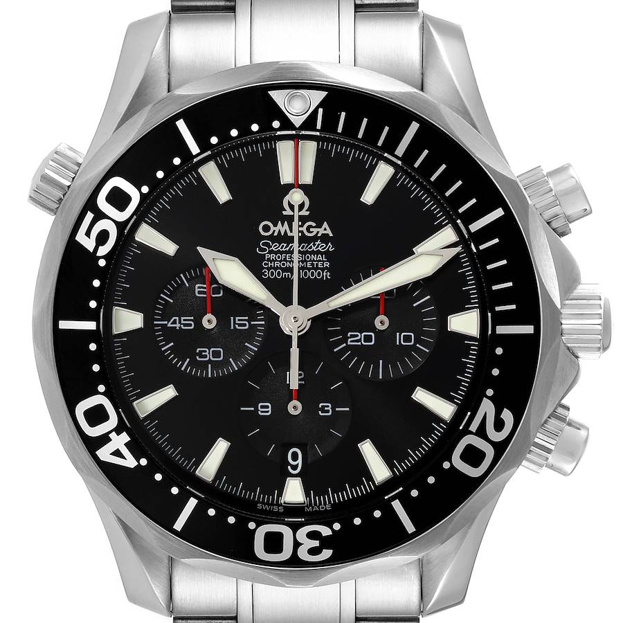 Omega Seamaster Chronograph Black Dial Steel Mens Watch 2594.52.00 SwissWatchExpo