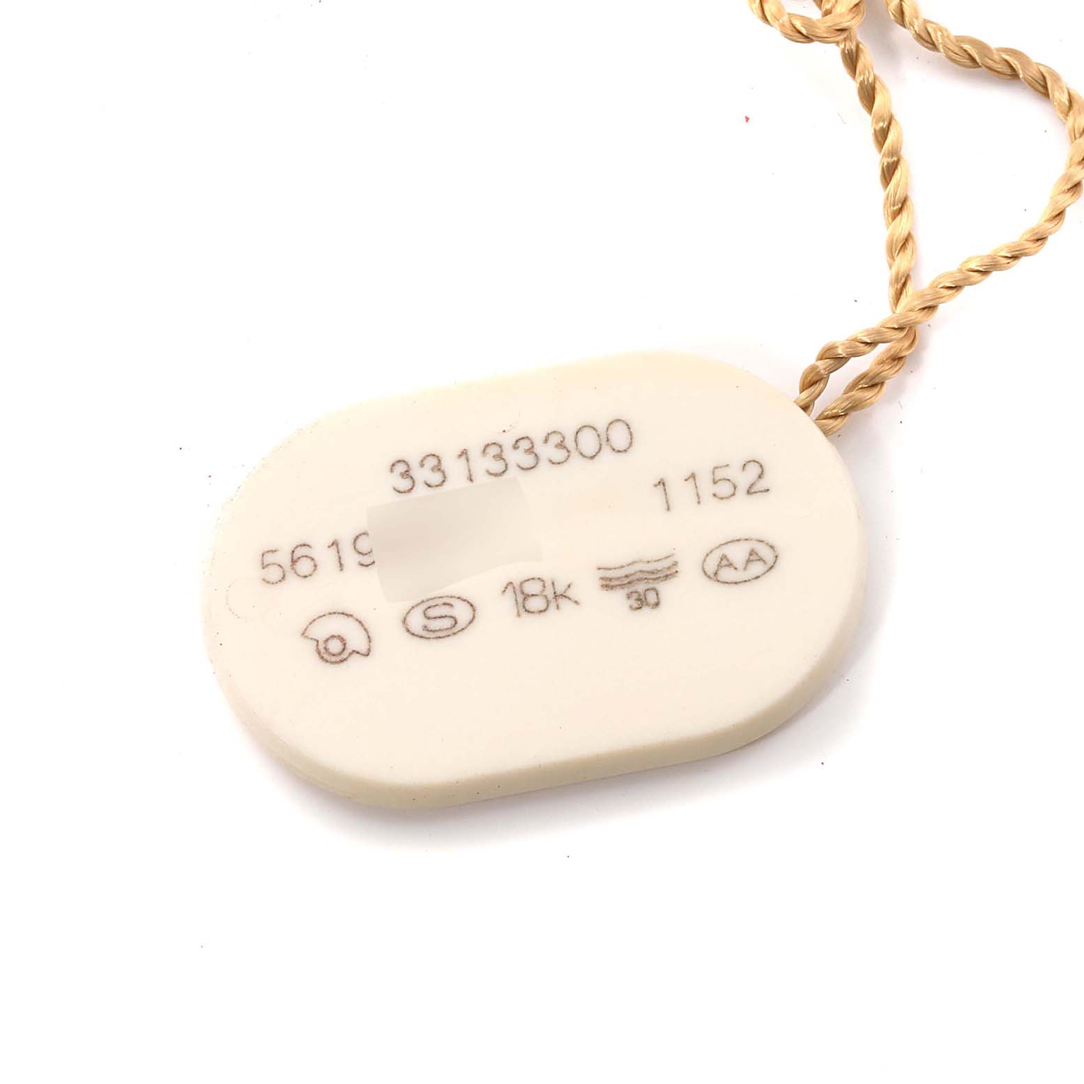 The image shows a hang tag with model and serial numbers for an Omega Speedmaster 3313.53.00 Men's Steel and Gold (two tone) Black Dial 3313.53.00 Men's Steel and Gold (two tone) Black Dial watch, along with gold purity markings.