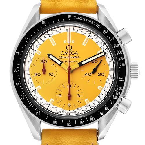 Photo of Omega Speedmaster Schumacher Yellow Dial Mens Watch 3810.12.40 Box Card