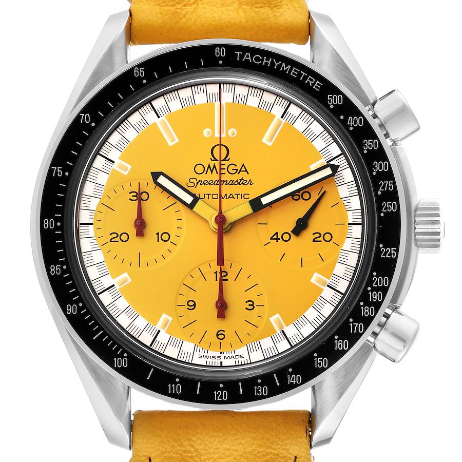 Omega Speedmaster Schumacher Yellow Dial Mens Watch 3810.12.40 Box Card SwissWatchExpo