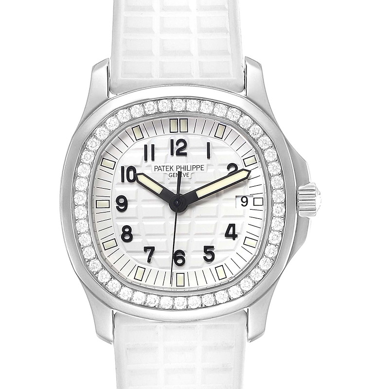Patek Philippe Aquanaut White Dial Diamond Ladies Watch 5067 SwissWatchExpo