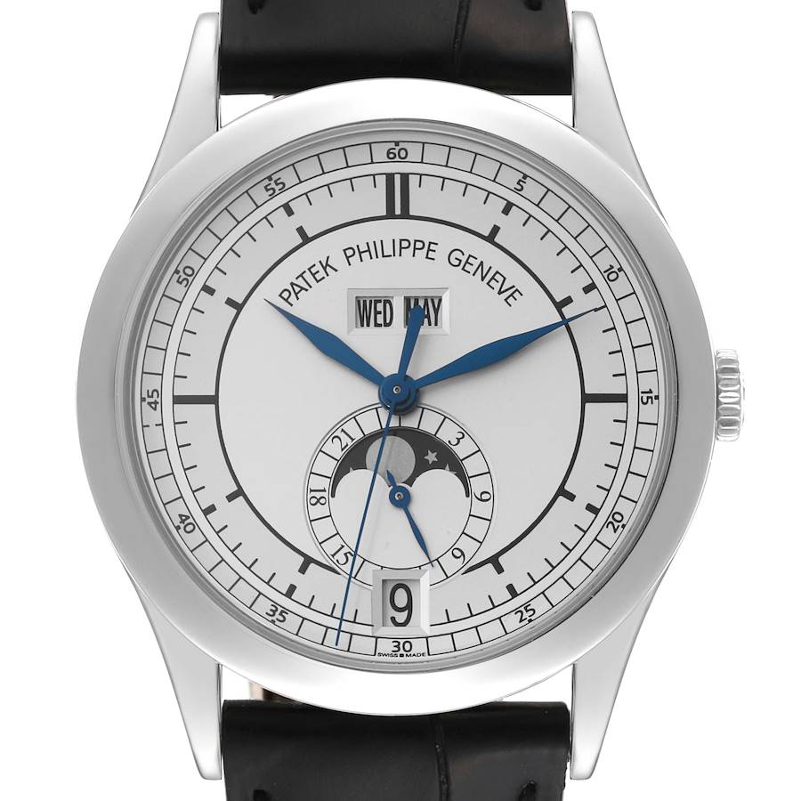 Patek Philippe Complications Annual Calendar White Gold Mens Watch 5396 ADD PATEK BOX AND LONG BROWN STRAP SwissWatchExpo