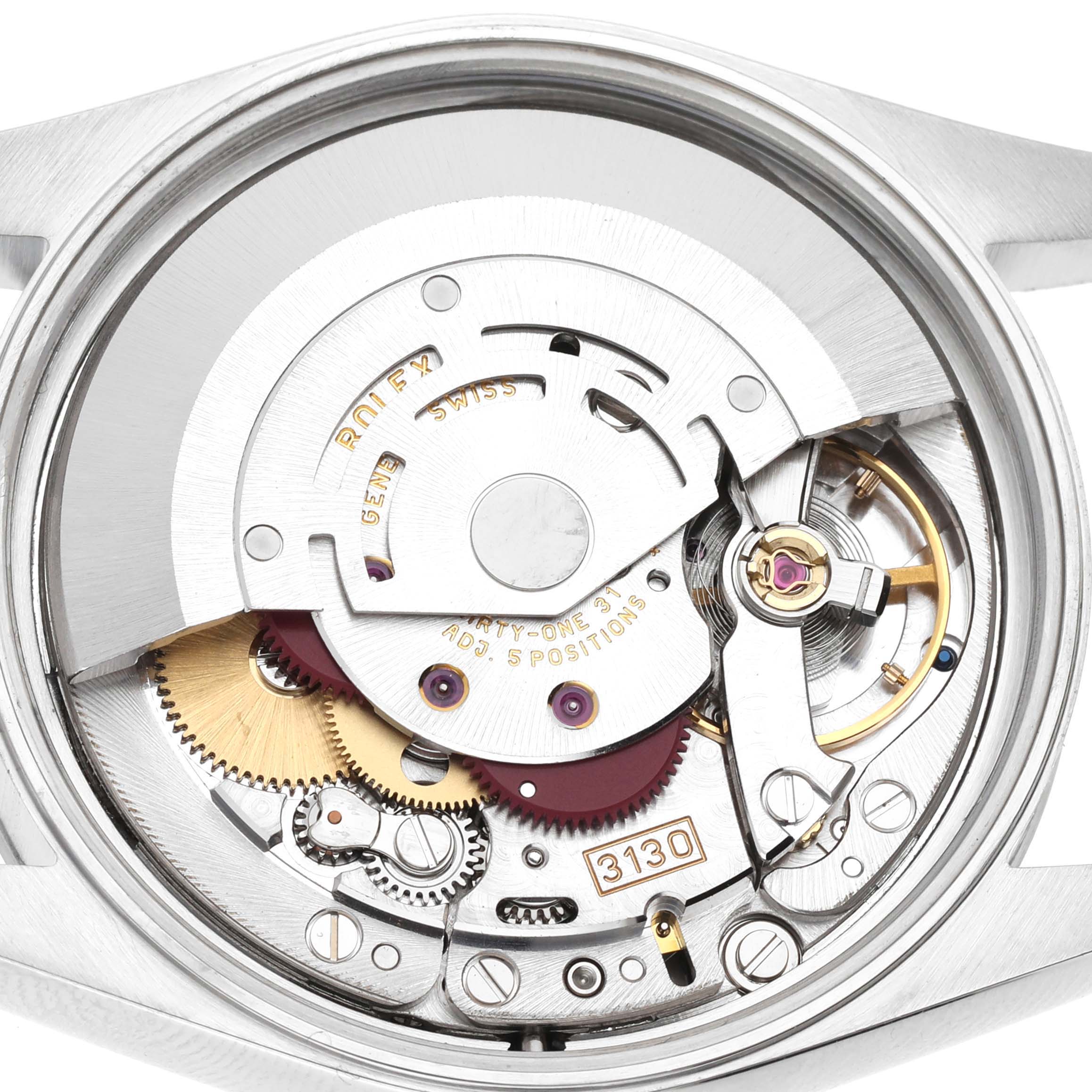 The image shows a close-up view of the inner mechanism and movement parts of the Rolex Air-King 14000 Men's Stainless Steel Black Dial 14000 Men's Stainless Steel Black Dial watch.