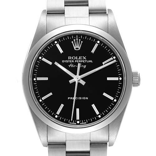 Photo of Rolex Air King Black Dial Smooth Bezel Steel Mens Watch 14000