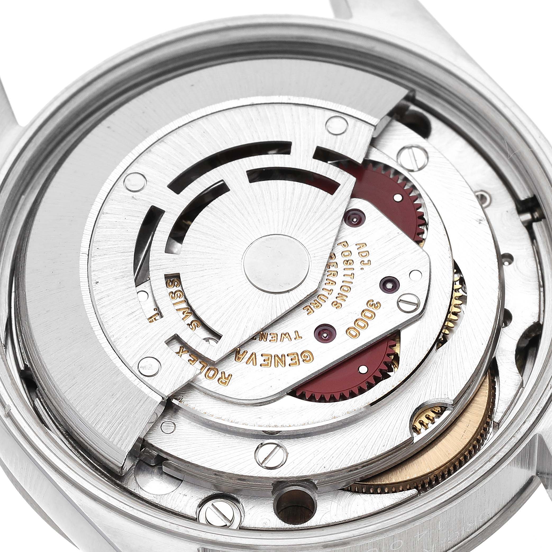 This image shows the internal mechanical movement of a Rolex Air-King 14000 Men's Stainless Steel Black Dial 14000 Men's Stainless Steel Black Dial watch from a top-down angle.