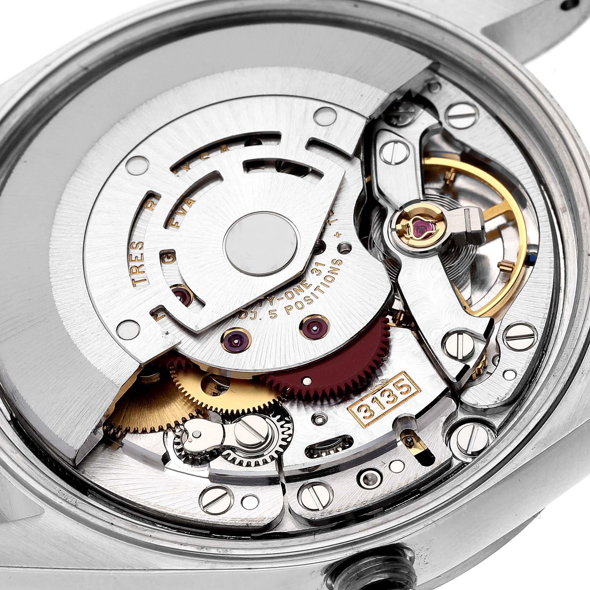 This image shows a close-up view of the movement mechanism inside a Rolex Date 15200 Men
s Stainless Steel Black Dial 15200 Men
s Stainless Steel Black Dial model watch.
