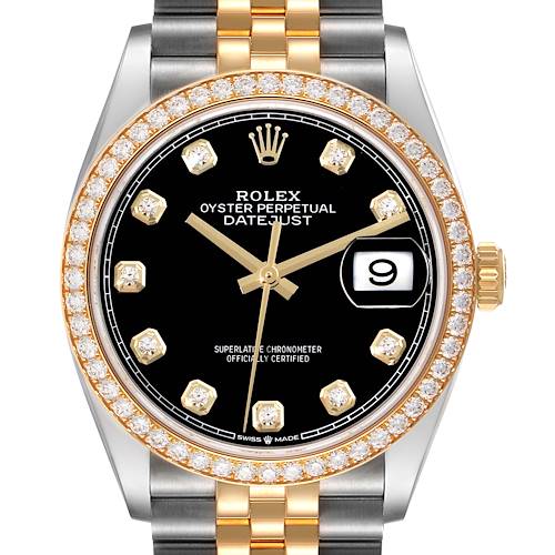 Photo of Rolex Datejust Steel Yellow Gold Diamond Mens Watch 126283 Box Card