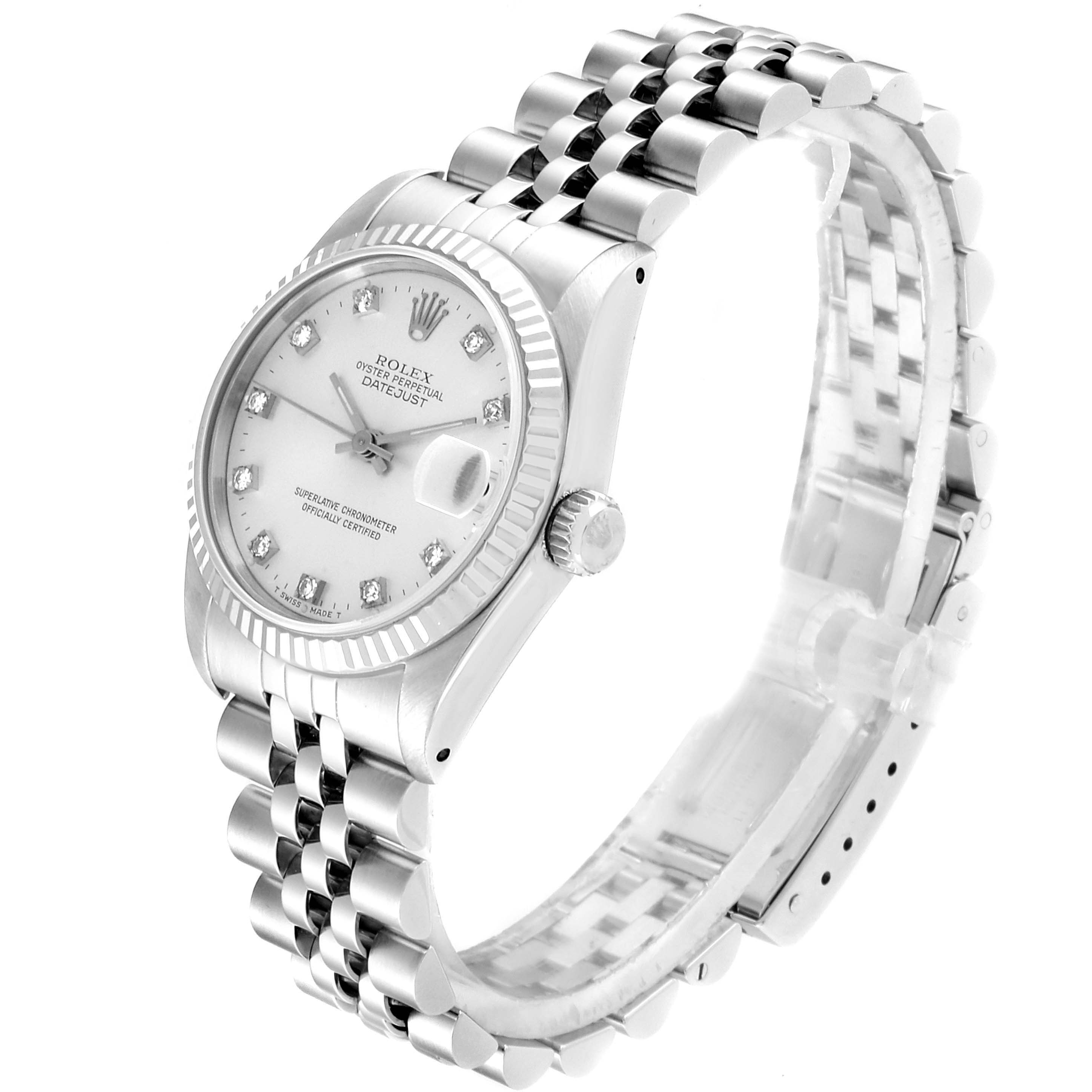 The image shows a Rolex Datejust 68274 Women's Stainless Steel Silver Dial 68274 Women's Stainless Steel Silver Dial watch at a three-quarter front angle, highlighting the face, bezel, crown, and bracelet.