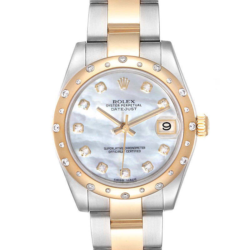 Rolex Datejust Midsize Steel Yellow Gold MOP Diamond Ladies Watch 178343 SwissWatchExpo