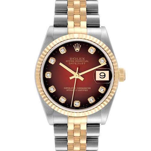 Photo of Rolex Datejust Midsize Steel Yellow Gold Vignette Diamond Watch 78273 Box Paper