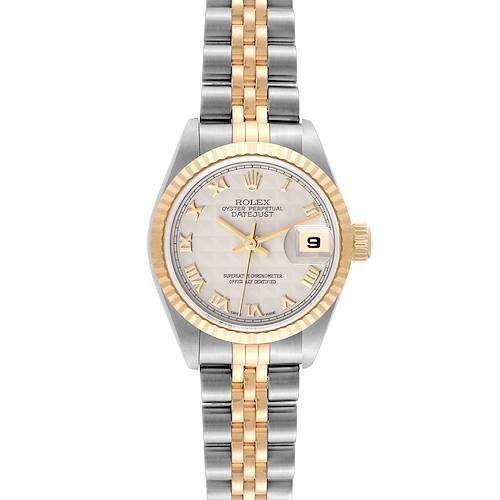 Photo of Rolex Datejust Steel Yellow Gold Ivory Pyramid Dial Ladies Watch 79173 Box Papers