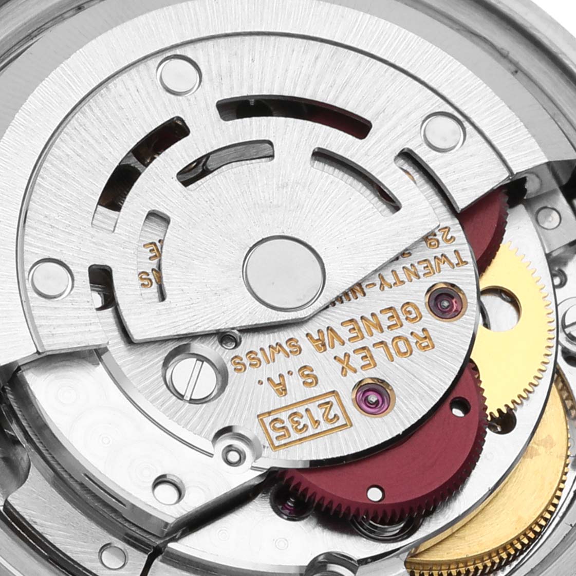 This image shows a close-up of the Rolex Datejust 69173 Women's Steel and Gold (two tone) Blue Dial 69173 Women's Steel and Gold (two tone) Blue Dial's movement and internal mechanisms.
