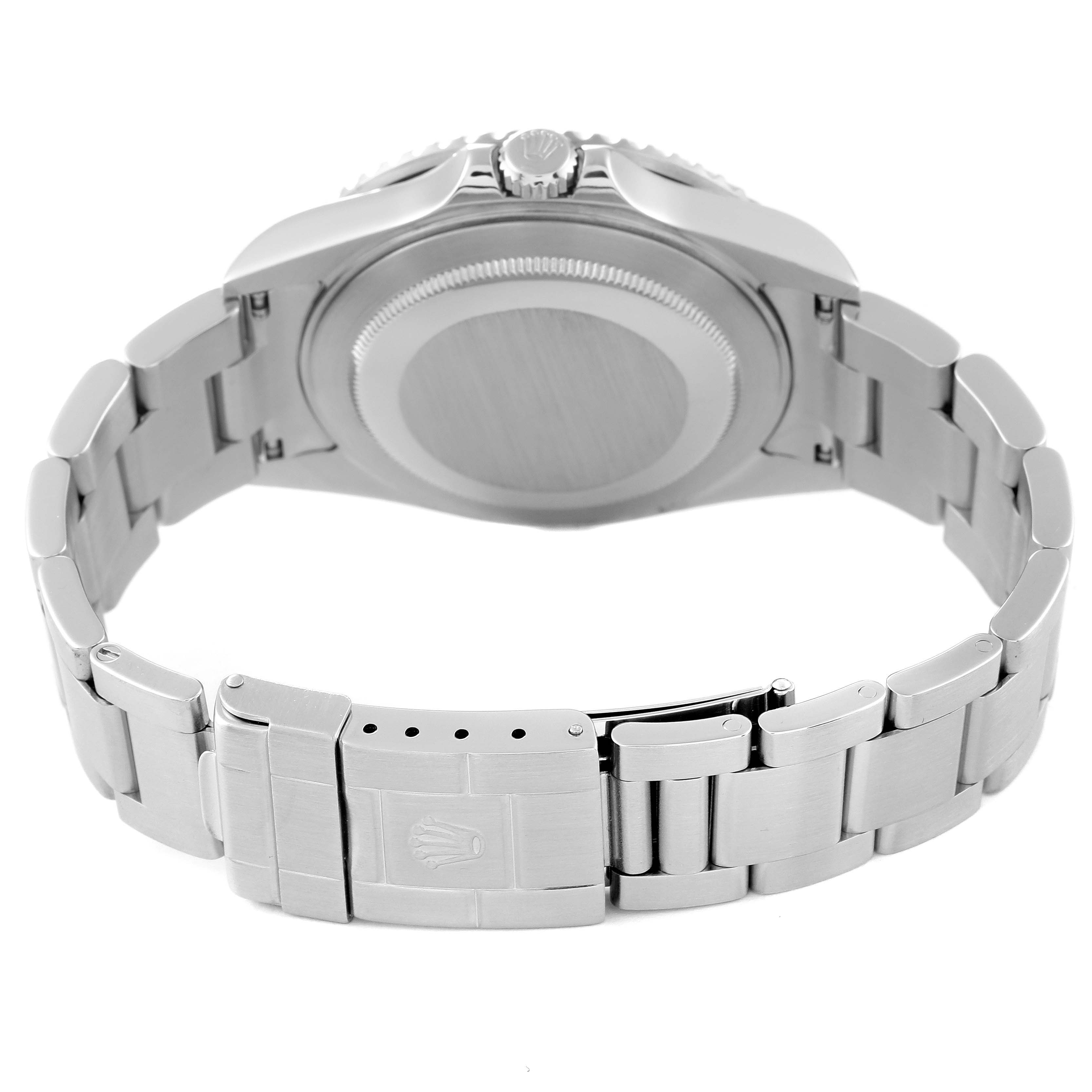 The image shows the back case, bracelet, and clasp of a Rolex GMT-Master 16710 Men
s Stainless Steel Black Dial 16710 Men
s Stainless Steel Black Dial watch, taken from a rear angle.