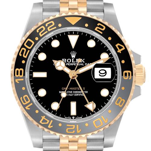 Photo of Rolex GMT Master II Yellow Gold Steel Grey Bezel Mens Watch 126713 Box Card
