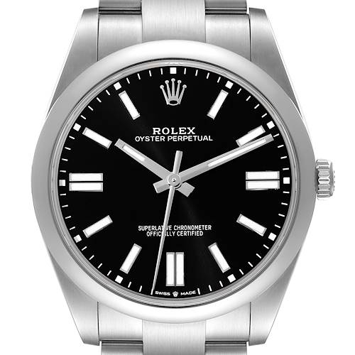 Photo of Rolex Oyster Perpetual 41mm Black Dial Steel Mens Watch 124300 Unworn