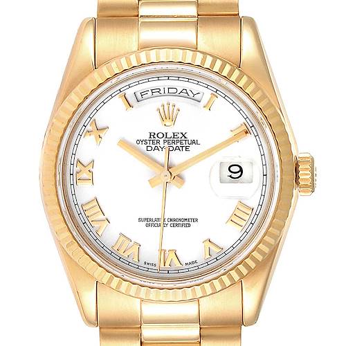 Photo of Rolex President Day Date 36 Yellow Gold White Dial Mens Watch 118238