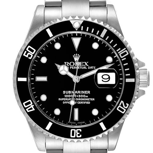 Photo of Rolex Submariner Date Black Dial Steel Mens Watch 16610 Box Papers ADD ONE LINK