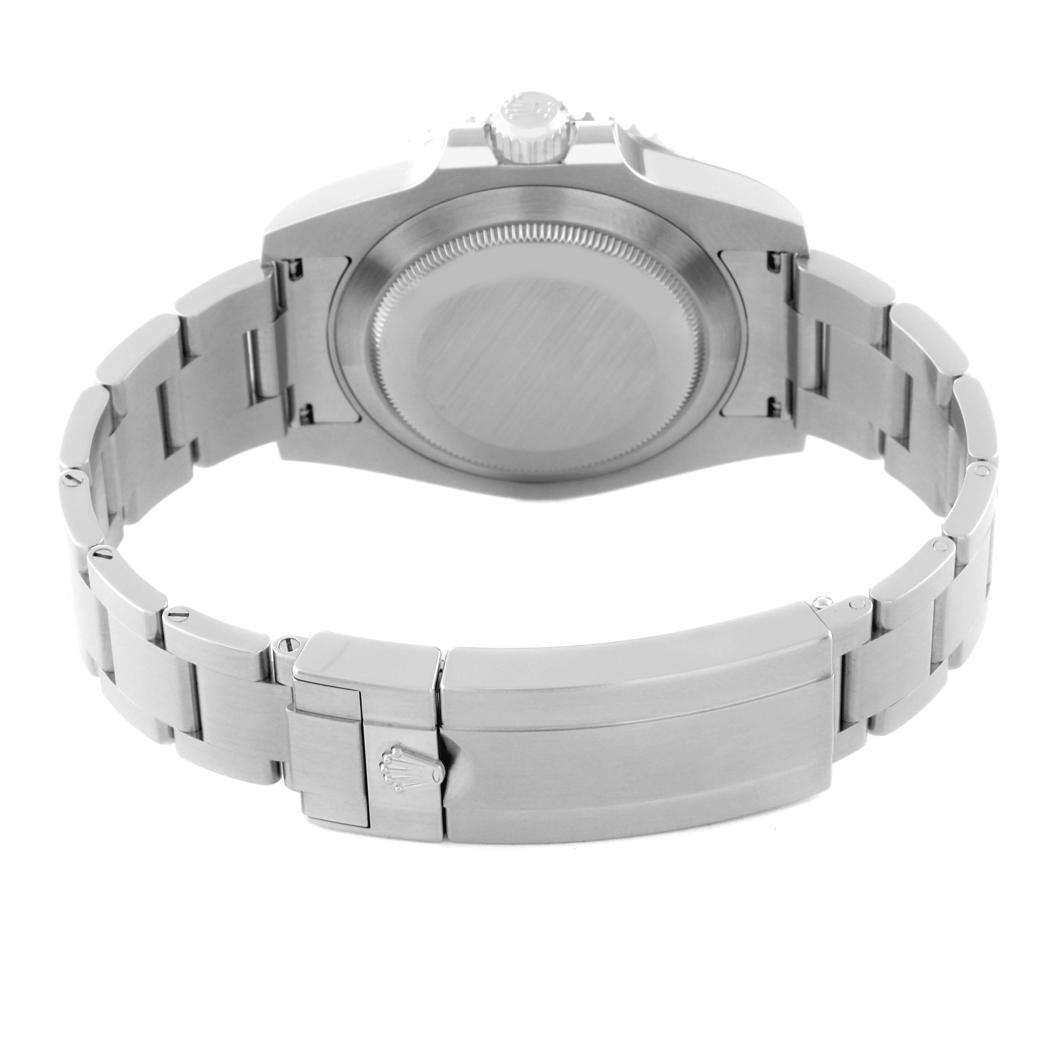 This image shows the back case and bracelet clasp of a Rolex Submariner 116610LV Men
s Stainless Steel Green Dial 116610LV Men
s Stainless Steel Green Dial watch.