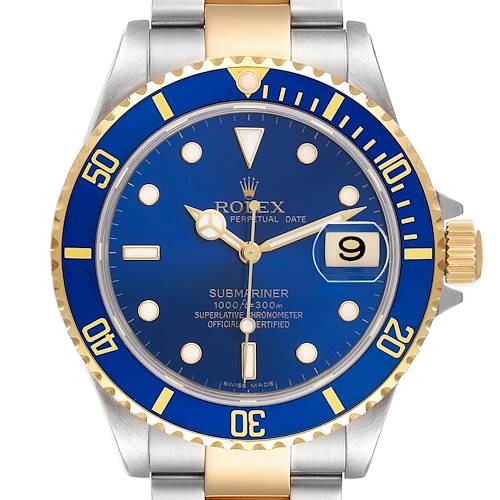 Photo of Rolex Submariner Steel Yellow Gold Blue Dial Bezel Mens Watch 16613