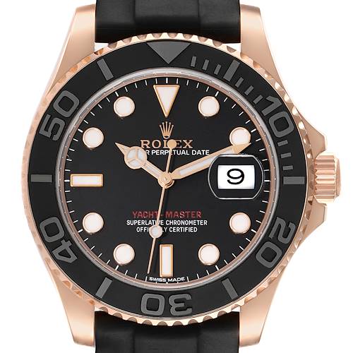 Photo of Rolex Yachtmaster 40mm Rose Gold Oysterflex Bracelet Mens Watch 116655 Box Card