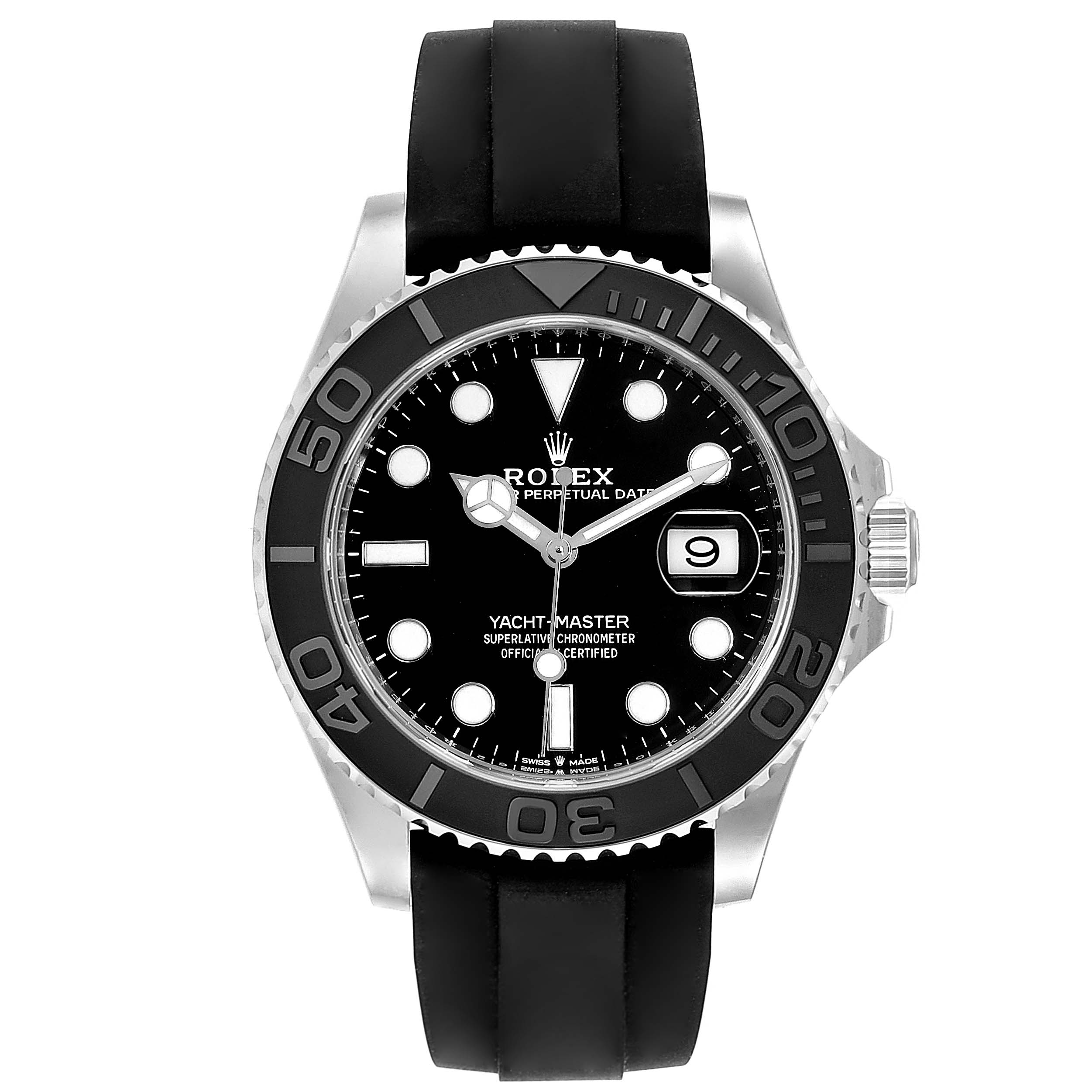 Rolex Yachtmaster White Gold Black Rubber Strap Watch 226659 Unworn ...