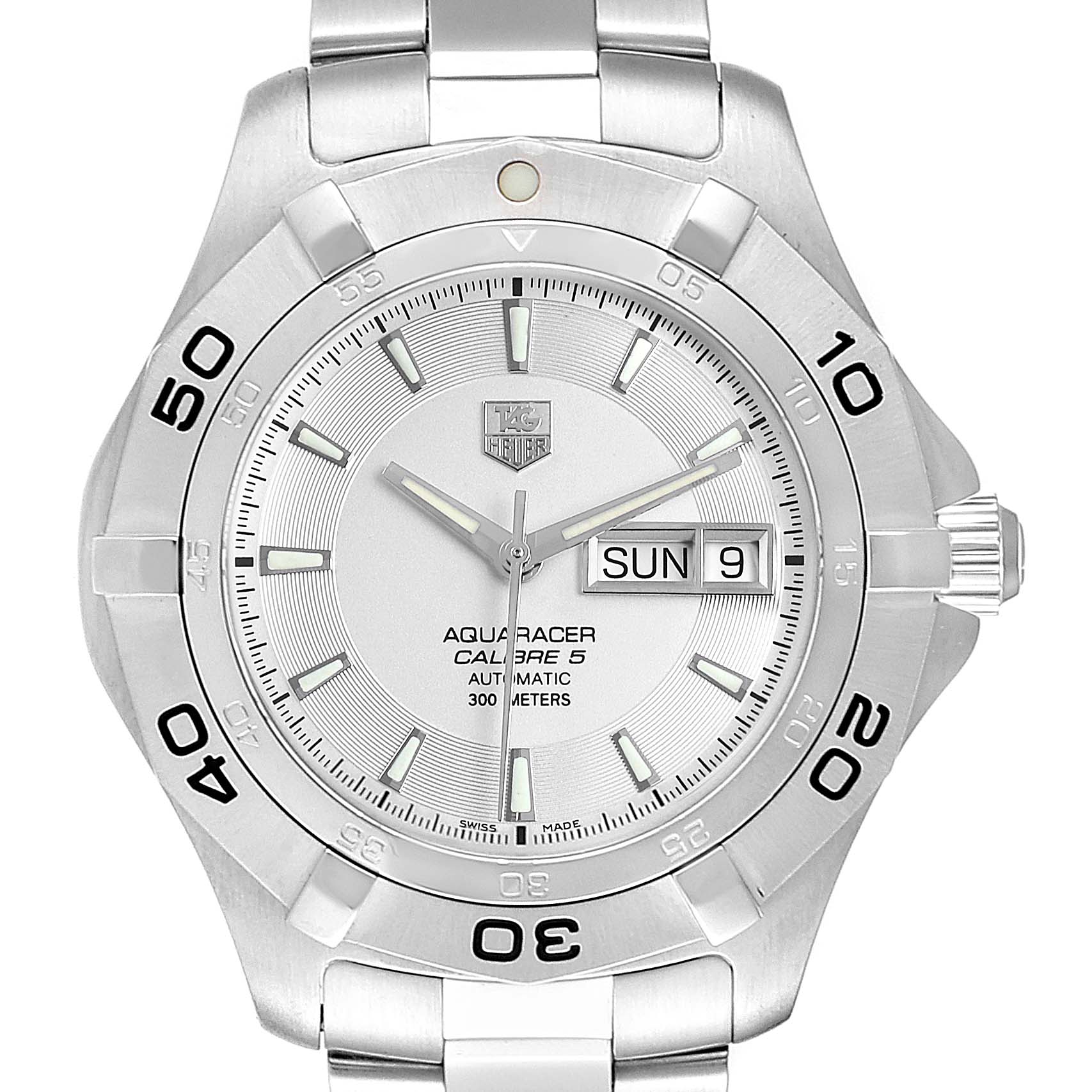 Tag Heuer Aquaracer 41mm Silver Dial Steel Mens Watch WAF2011 Box