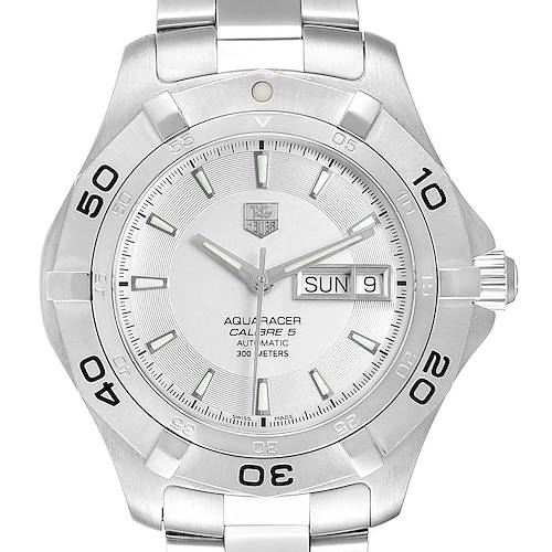 Photo of Tag Heuer Aquaracer 41mm Silver Dial Steel Mens Watch WAF2011 Box Card