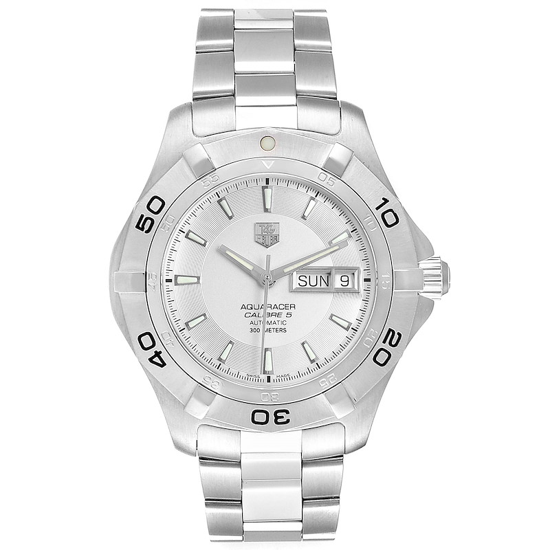 Tag Heuer Aquaracer 41mm Silver Dial Steel Mens Watch WAF2011 Box