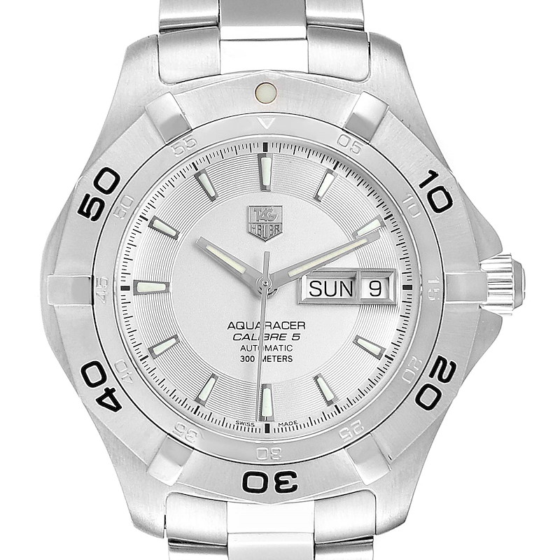 Tag Heuer Aquaracer 41mm Silver Dial Steel Mens Watch WAF2011 Box Card SwissWatchExpo