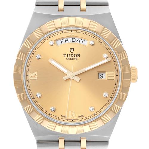 Photo of Tudor Royal Steel Yellow Gold Champagne Diamond Dial Mens Watch 28603