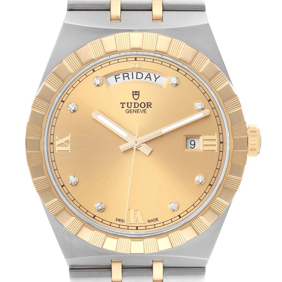 Tudor Royal Steel Yellow Gold Champagne Diamond Dial Mens Watch 28603 SwissWatchExpo