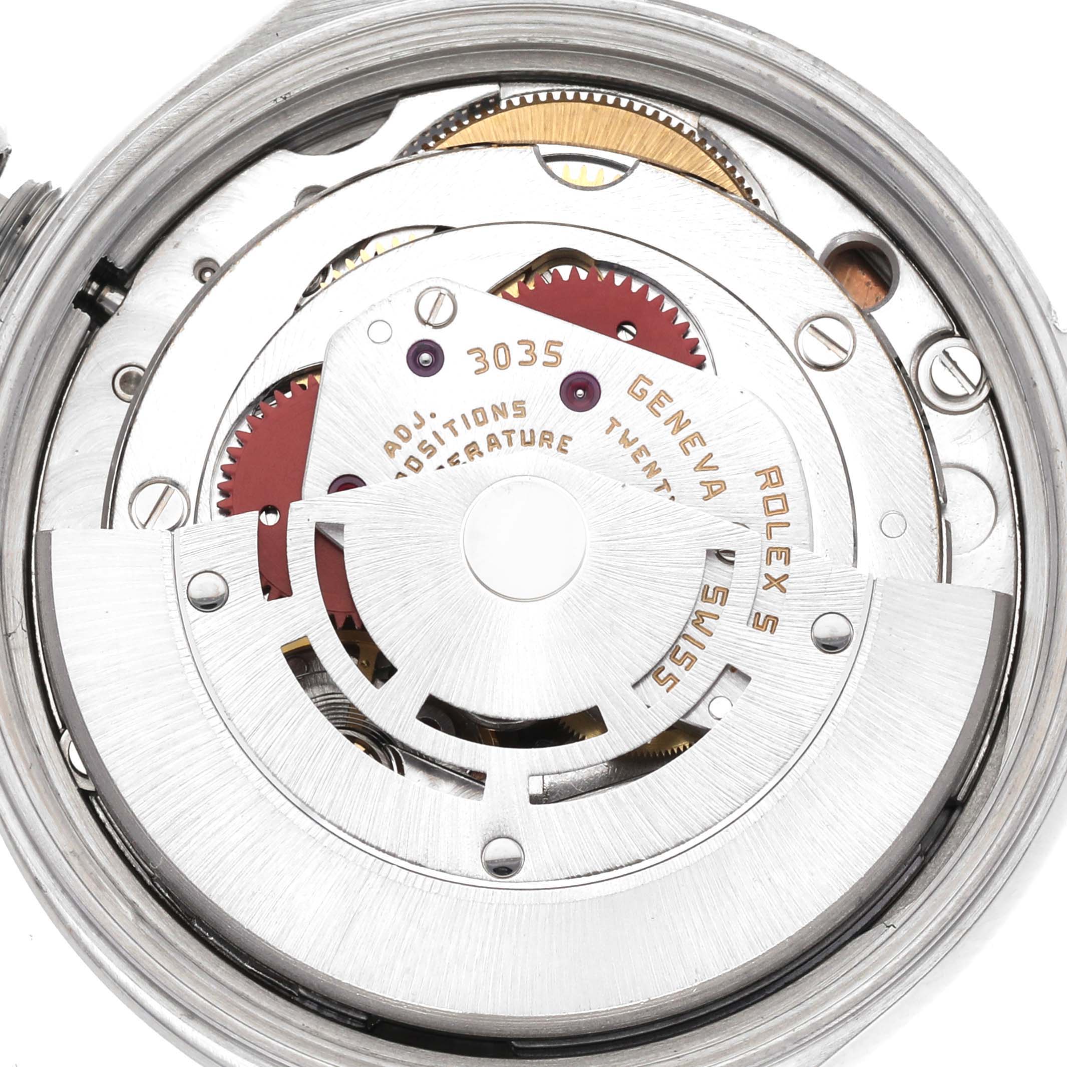 This image shows a close-up of the Rolex Air-King 14000 Men's Stainless Steel Pink Dial 14000 Men's Stainless Steel Pink Dial watch movement and internal mechanism components.