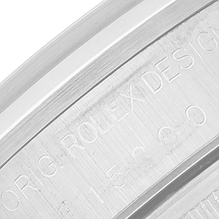 The image shows an engraved side view of the case back of a Rolex Date 15200 Men's Stainless Steel Blue Dial 15200 Men's Stainless Steel Blue Dial watch, highlighting the model number.