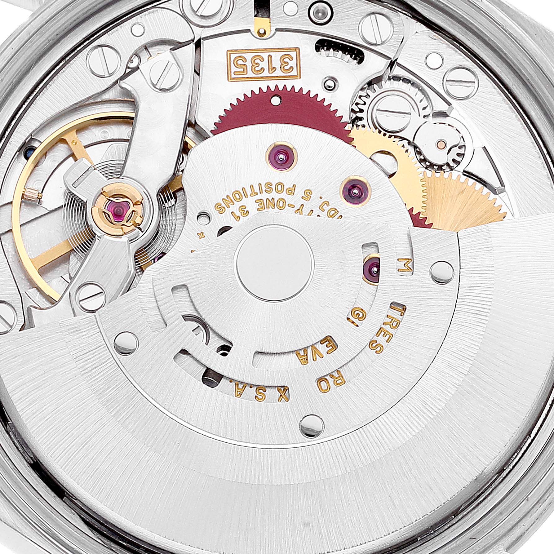 This image shows the internal movement mechanism of a Rolex Date 15200 Men's Stainless Steel Blue Dial 15200 Men's Stainless Steel Blue Dial model watch from a top-down angle.