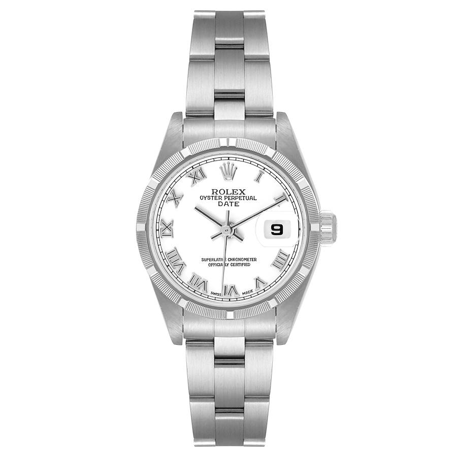 Rolex Date White Roman Dial Oyster Bracelet Steel Ladies Watch 79190 SwissWatchExpo