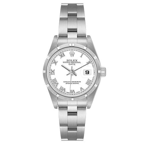 Photo of Rolex Date White Roman Dial Oyster Bracelet Steel Ladies Watch 79190