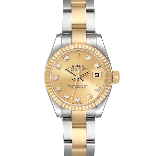 Photo of Rolex Datejust 26mm Steel Yellow Gold Diamond Dial Ladies Watch 179173