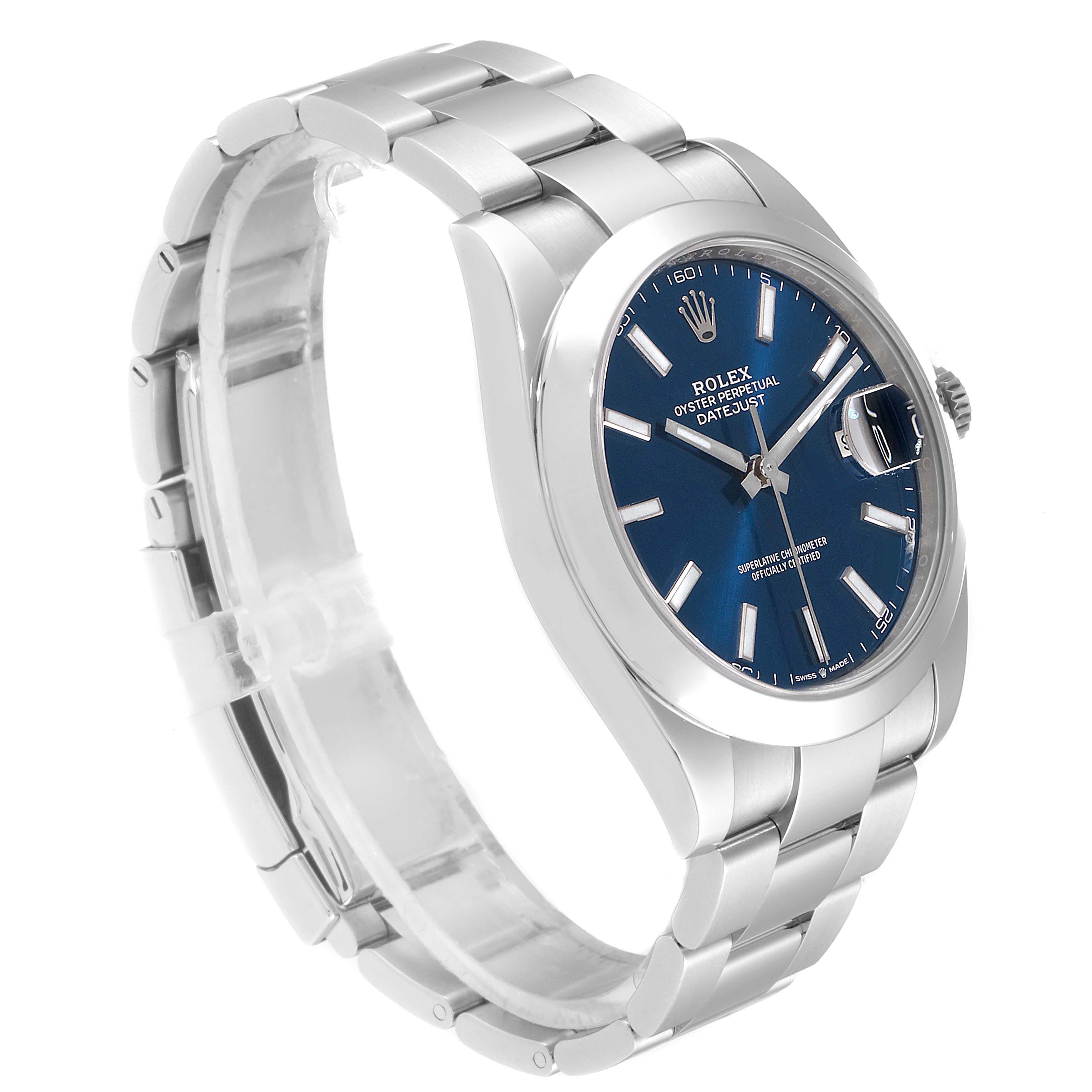 rolex datejust 41 blue dial automatic men's watch 126300blsj