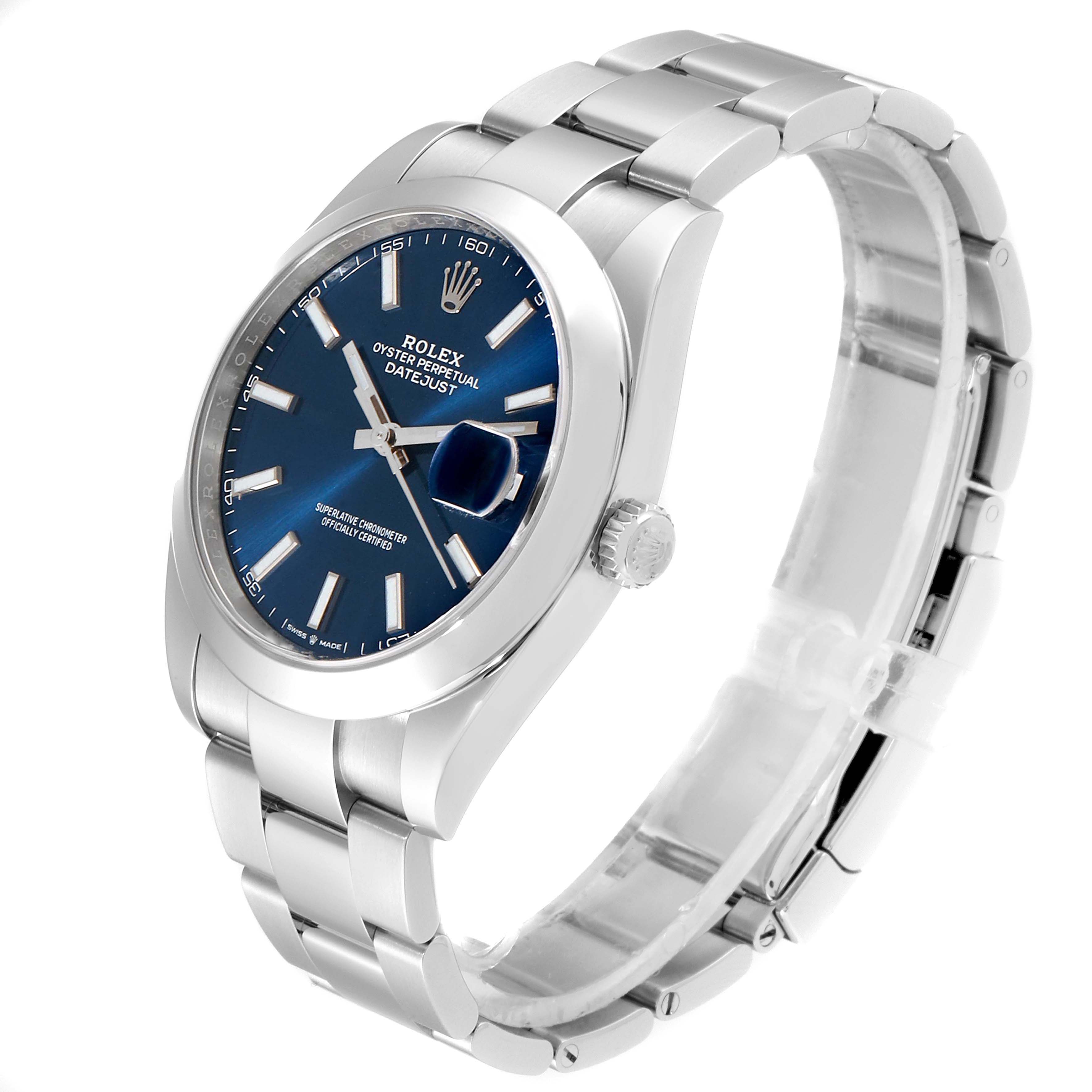 rolex datejust 41 blue dial automatic men's watch 126300blsj