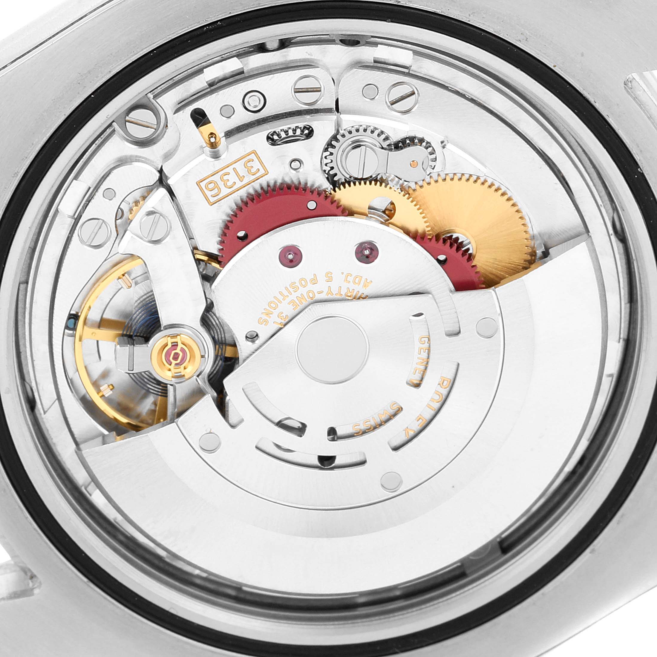 This image shows the inner mechanical movements and parts of the Rolex Datejust 41 126300 Men's Stainless Steel Blue Dial 126300 Men's Stainless Steel Blue Dial model watch from a rear view.