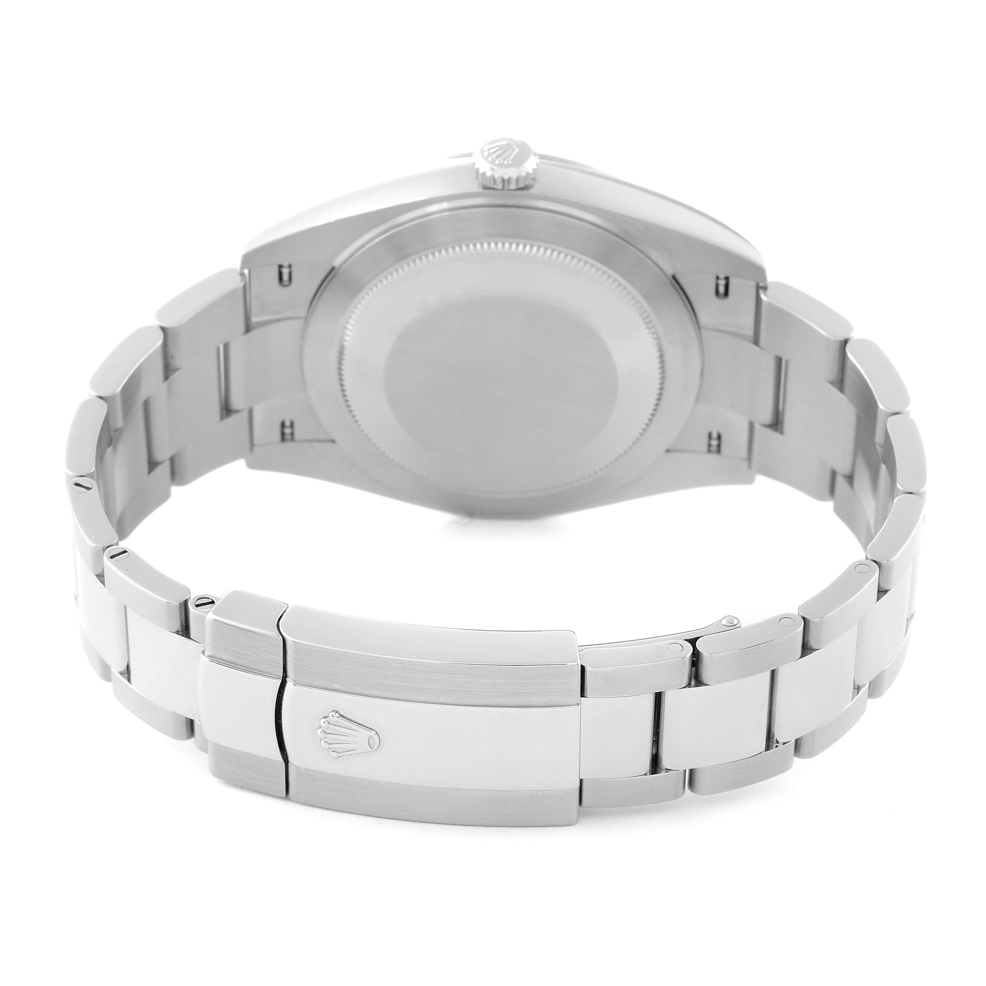 This image shows the back case and bracelet of a Rolex Datejust 41 126300 Men
s Stainless Steel Grey Dial 126300 Men
s Stainless Steel Grey Dial watch, focusing on the clasp and caseback.