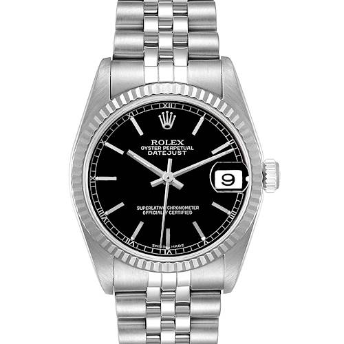 Photo of Rolex Datejust Midsize Steel White Gold Black Dial Ladies Watch 78274