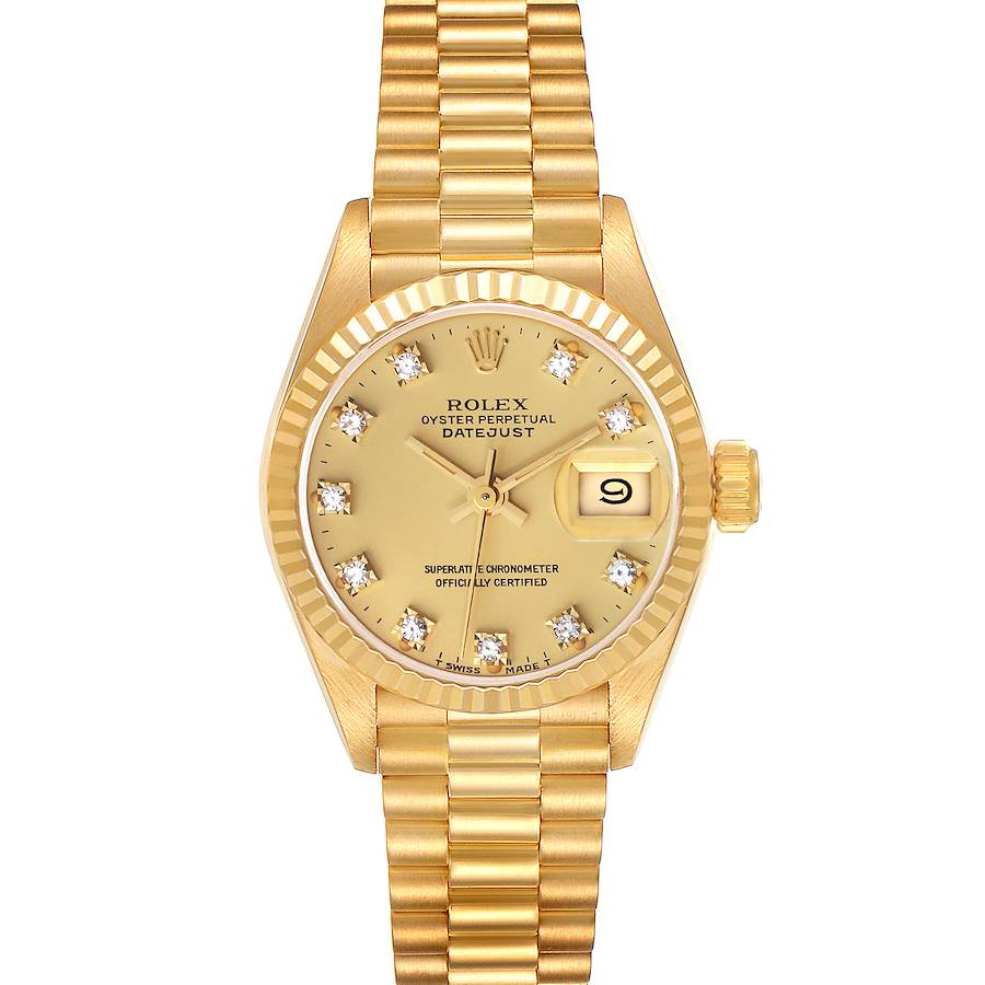 Rolex Datejust President Yellow Gold Diamond Dial Ladies Watch 69178 SwissWatchExpo