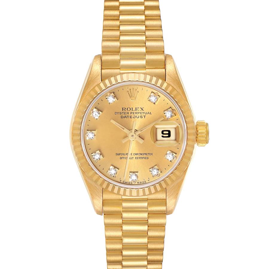 Rolex Datejust President Yellow Gold Diamond Dial Ladies Watch 69178 SwissWatchExpo